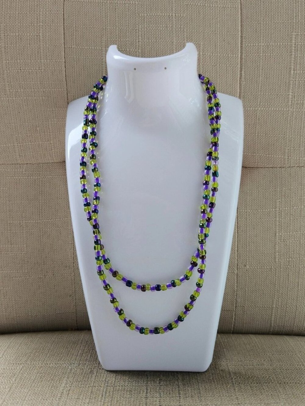 Handmade Necklace Purple/Yellow/Green Beads Long Necklace Fashion Jewelry